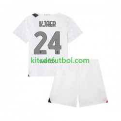 Equipación completa Niño AC Milan Simon Kjaer 24 Camiseta de visitante 2023-2024 Manga Corta