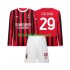 Equipación completa Niño AC Milan Youssouf Fofana 29 Camiseta de local 2024-2025 Manga Larga