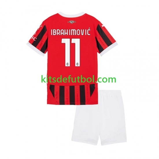 Equipación completa Niño AC Milan ibrahimovic 11 Camiseta de local 2024-2025 Manga Corta