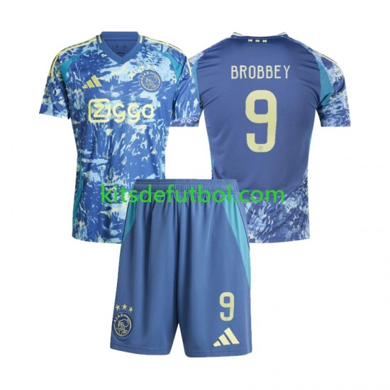 Equipación completa Niño AFC Ajax Brian Brobbey 9 Camiseta de visitante 2024-2025 Manga Corta