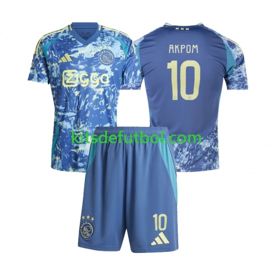 Equipación completa Niño AFC Ajax Chuba Akpom 10 Camiseta de visitante 2024-2025 Manga Corta