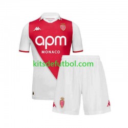 Equipación completa Niño AS Monaco Camiseta de local 2024-2025 Manga Corta