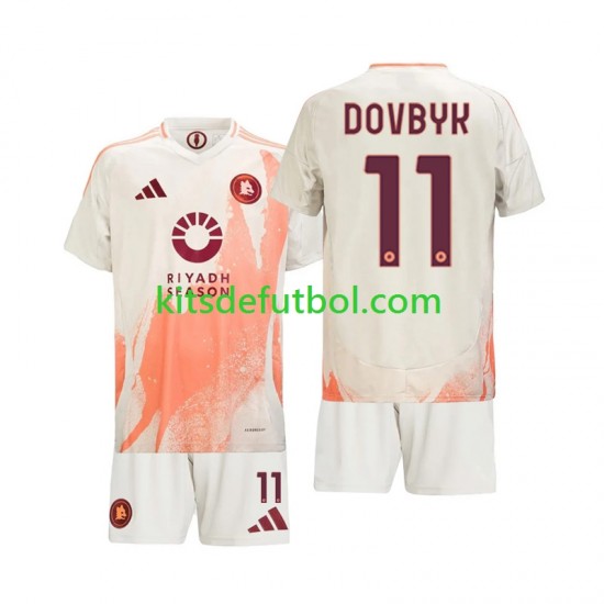 Equipación completa Niño AS Roma Artem Dovbyk 11 Camiseta de visitante 2024-2025 Manga Corta