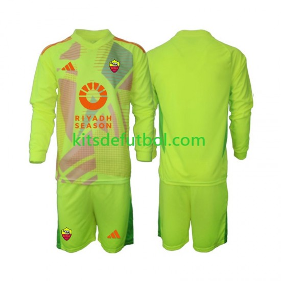 Equipación completa Niño AS Roma Portero Camiseta de visitante 2024-2025 Manga Larga
