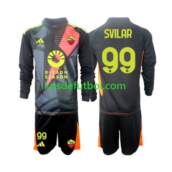 Equipación completa Niño AS Roma Portero Mile Svilar 99 Camiseta de local 2024-2025 Manga Larga