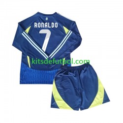 Equipación completa Niño Al-Nassr Cristiano Ronaldo 7 Camiseta de visitante 2024-2025 Manga Larga