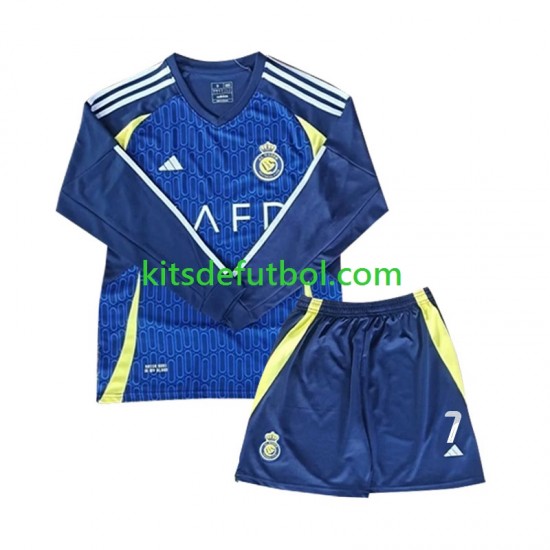 Equipación completa Niño Al-Nassr Cristiano Ronaldo 7 Camiseta de visitante 2024-2025 Manga Larga
