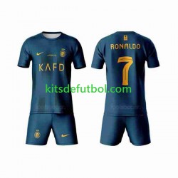 Equipación completa Niño Al-Nassr Ronaldo 7 Camiseta de visitante 2023-2024 Manga Corta
