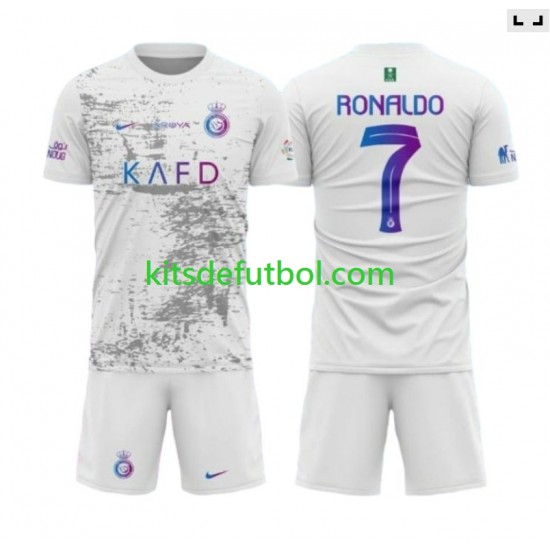 Equipación completa Niño Al-Nassr Ronaldo 7 Camiseta alternativa 2023-2024 Manga Corta