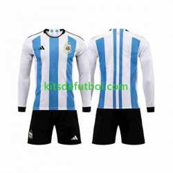 Equipación completa Niño Argentina 3 Stars World Cup 2022 Camiseta de local Manga Larga