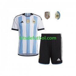 Equipación completa Niño Argentina 3 Stars World Cup 2022 Camiseta de local Manga Corta