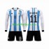 Equipación completa Niño Argentina 3 Stars Di Maria 11 World Cup 2022 Camiseta de local Manga Larga