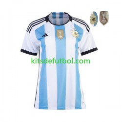 Argentina 3 Stars World Cup 2022 Mujer Camiseta de local Manga Corta