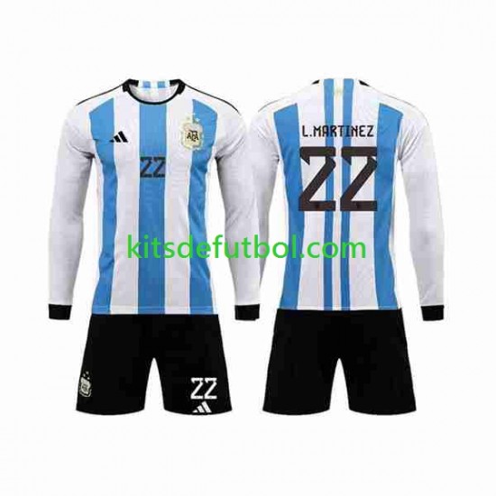 Equipación completa Niño Argentina 3 Stars Lautaro Martinez 22 World Cup 2022 Camiseta de local Manga Larga Equipación completa Niño Argentina 3 Stars Lautaro Martinez 22 World Cup 2022 Camiseta de local Manga Larga