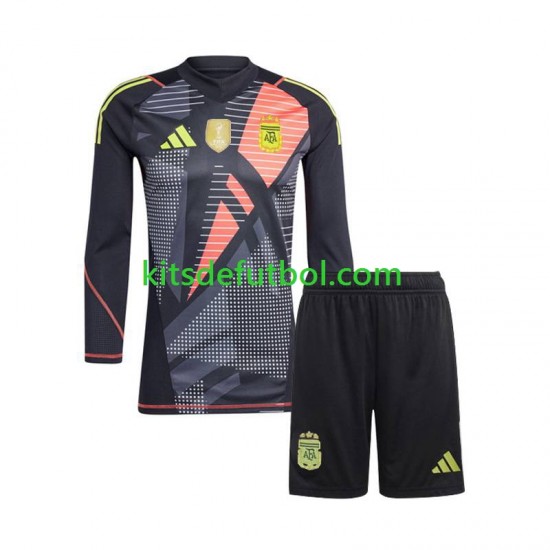 Equipación completa Niño Argentina Portero 2024 Camiseta Negro de local Manga Larga Equipación completa Niño Argentina Portero 2024 Camiseta Negro de local Manga Larga