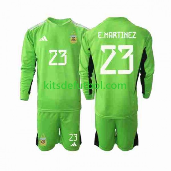 Equipación completa Niño Argentina Portero Emiliano Martinez 23 World Cup 2022 Camiseta de local Manga Larga