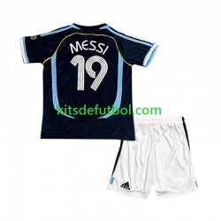 Equipación completa Niño Argentina Lionel Messi 19 Retro 2006 Camiseta de visitante Manga Corta