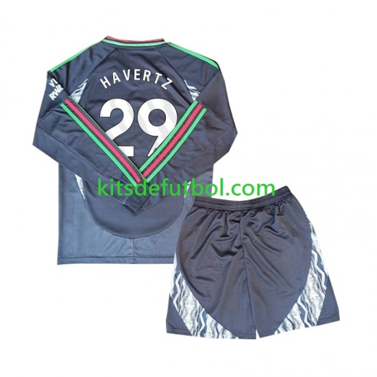 Equipación completa Niño Arsenal Havertz 29 Camiseta de visitante 2024-2025 Manga Larga
