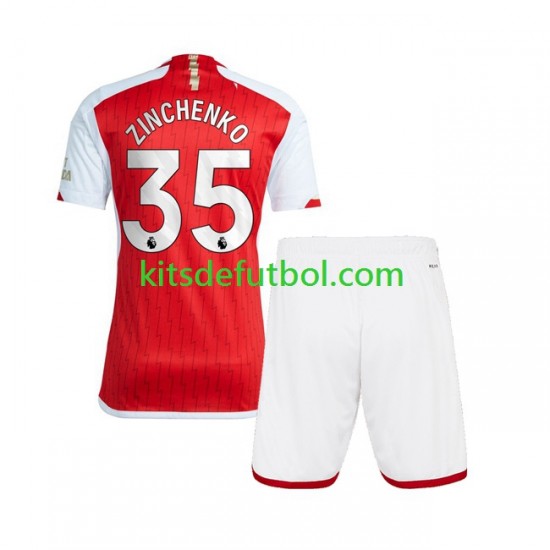 Equipación completa Niño Arsenal Oleksandr Zinchenko 35 Camiseta de local 2023-2024 Manga Corta