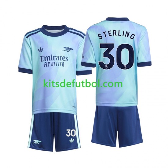Equipación completa Niño Arsenal Sterling 30 Camiseta alternativa 2024-2025 Manga Corta