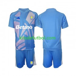 Equipación completa Niño Aston Villa Portero Camiseta Azul alternativa 2024-2025 Manga Corta