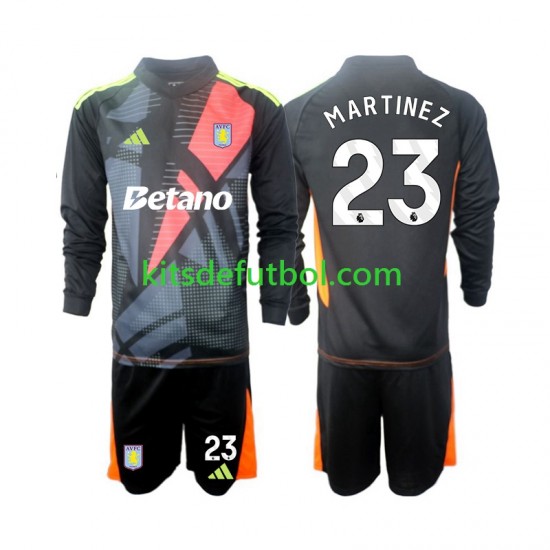 Equipación completa Niño Aston Villa Portero Emiliano Martinez 23 Camiseta de visitante 2024-2025 Manga Larga