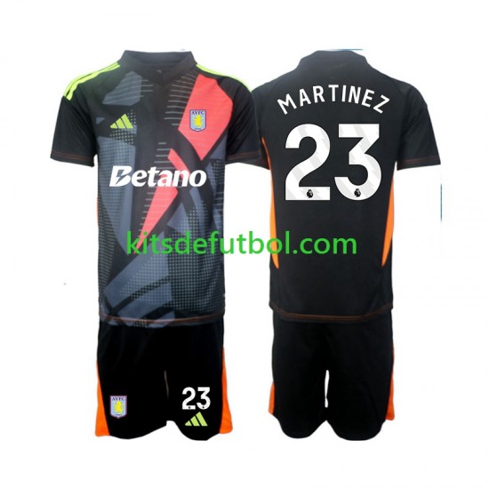 Equipación completa Niño Aston Villa Portero Emiliano Martinez 23 Camiseta de visitante 2024-2025 Manga Corta