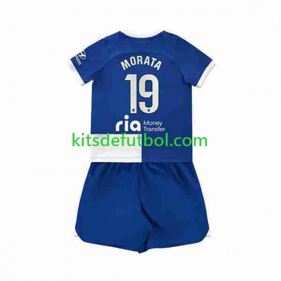 Equipación completa Niño Atlético Madrid 2 Alvaro Morata 19 Camiseta de visitante 2023-2024 Manga Corta