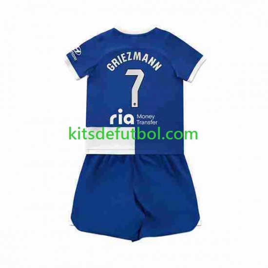 Equipación completa Niño Atlético Madrid 2 Antoine Griezmann 7 Camiseta de visitante 2023-2024 Manga Corta