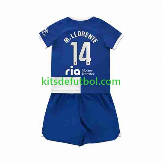Equipación completa Niño Atlético Madrid 2 Marcos Llorente 14 Camiseta de visitante 2023-2024 Manga Corta Equipación completa Niño Atlético Madrid 2 Marcos Llorente 14 Camiseta de visitante 2023-2024 Manga Corta