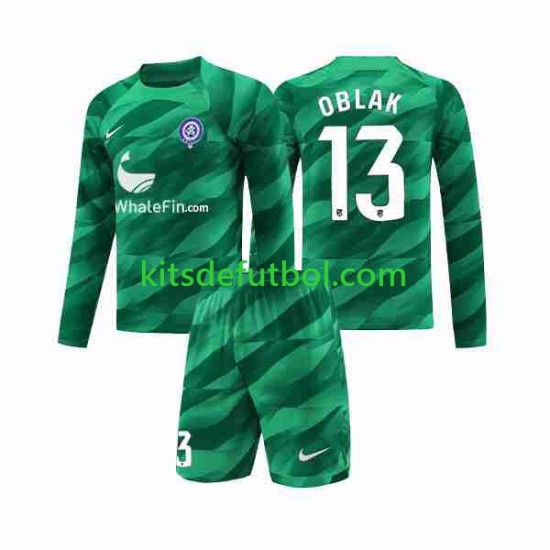 Equipación completa Niño Atlético Madrid Portero Jan Oblak 13 Camiseta de visitante 2023-2024 Manga Larga