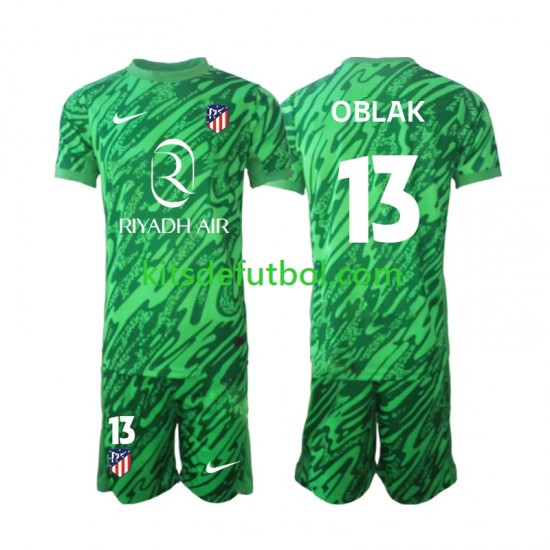Equipación completa Niño Atlético Madrid Portero Jan Oblak 13 Camiseta de visitante 2024-2025 Manga Corta