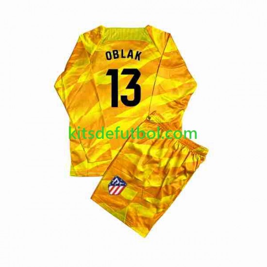Equipación completa Niño Atlético Madrid Portero Jan Oblak 13 Camiseta Naranja 2023-2024 Manga Larga