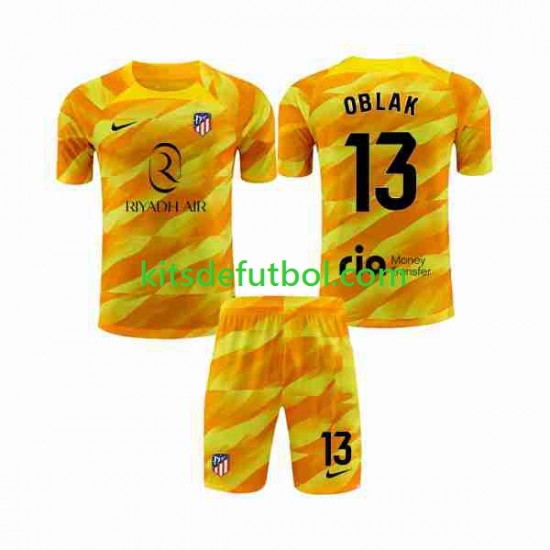 Equipación completa Niño Atlético Madrid Portero Jan Oblak 13 Camiseta Naranja 2023-2024 Manga Corta