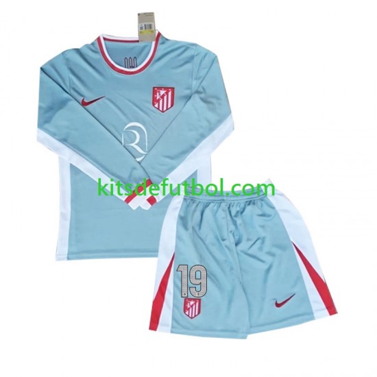 Equipación completa Niño Atlético Madrid Julian Alvarez 19 Camiseta de visitante 2024-2025 Manga Larga