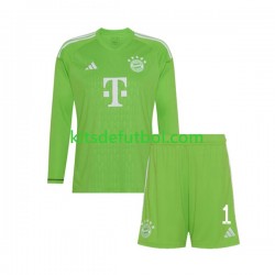 Equipación completa Niño Bayern de Múnich Portero Manuel Neuer 1 Camiseta de visitante 2023-2024 Manga Larga