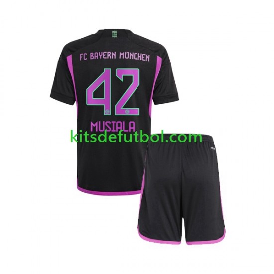 Equipación completa Niño Bayern de Múnich Jamal Musiala 42 Camiseta de visitante 2023-2024 Manga Corta