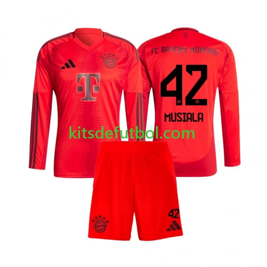 Equipación completa Niño Bayern de Múnich Jamal Musiala 42 Camiseta de local 2024-2025 Manga Larga