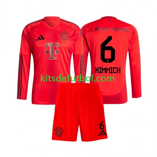 Equipación completa Niño Bayern de Múnich Joshua Kimmich 6 Camiseta de local 2024-2025 Manga Larga