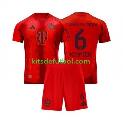 Equipación completa Niño Bayern de Múnich Joshua Kimmich 6 Camiseta Rojo de local 2024-2025 Manga Corta