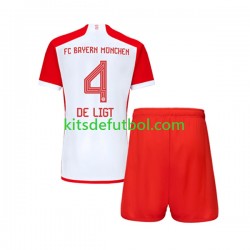 Equipación completa Niño Bayern de Múnich Matthijs de Ligt 4 Camiseta de local 2023-2024 Manga Corta
