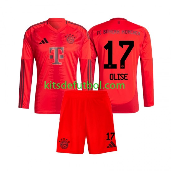 Equipación completa Niño Bayern de Múnich Michael Olise 17 Camiseta de local 2024-2025 Manga Larga