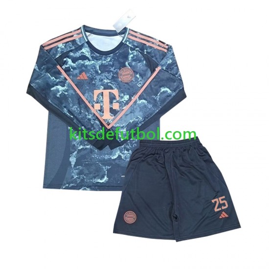 Equipación completa Niño Bayern de Múnich Muller 25 Camiseta de visitante 2024-2025 Manga Larga