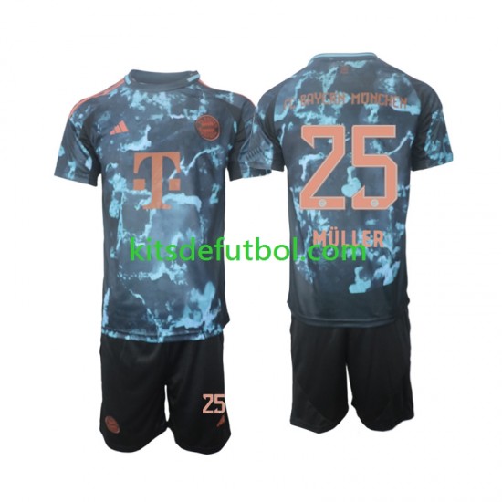 Equipación completa Niño Bayern de Múnich Muller 25 Camiseta de visitante 2024-2025 Manga Corta