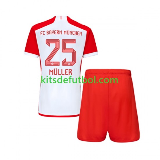 Equipación completa Niño Bayern de Múnich Thomas Muller 25 Camiseta de local 2023-2024 Manga Corta