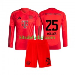 Equipación completa Niño Bayern de Múnich Thomas Muller 25 Camiseta de local 2024-2025 Manga Larga