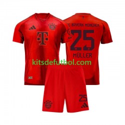 Equipación completa Niño Bayern de Múnich Thomas Muller 25 Camiseta Rojo de local 2024-2025 Manga Corta