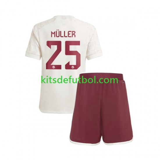 Equipación completa Niño Bayern de Múnich Thomas Muller 25 Camiseta alternativa 2023-2024 Manga Corta
