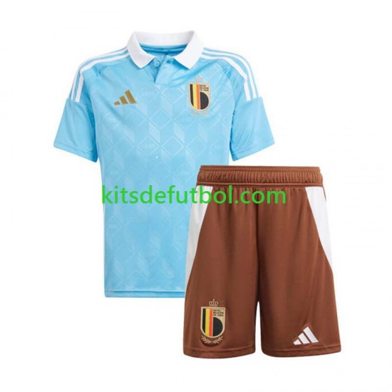 Equipación completa Niño Bélgica Euro 2024 Camiseta de visitante Manga Corta