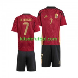 Equipación completa Niño Bélgica De Bruyne 7 Euro 2024 Camiseta de local Manga Corta